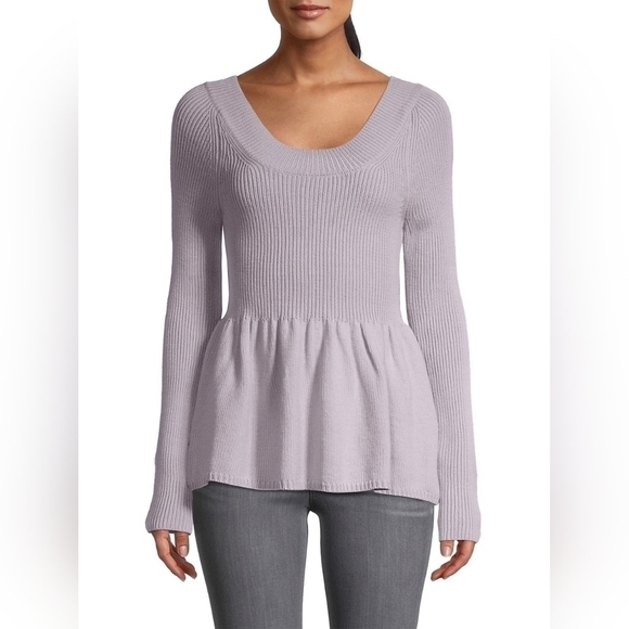 REBECCA Taylor Peplum Scoop Sweater Pale Lilac Size X-Large - Picture 1 of 9